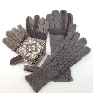 Isotoner Set of 2 Pairs Winter Knit Touchscreen Gloves